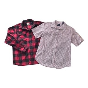 Wrangler Men's Longsleeve Fleece And Button Up Plaid Short Sleeve Both Size L